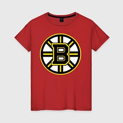 Футболка хлопковая женская Boston Bruins, цвет: красный
