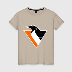 Футболка хлопковая женская Pittsburgh Penguins, цвет: миндальный