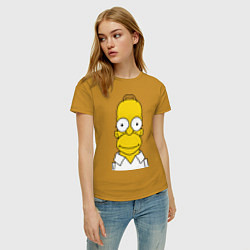 Футболка хлопковая женская Homer Face, цвет: горчичный — фото 2