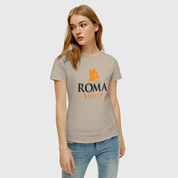 Футболка хлопковая женская AS Roma 1927, цвет: миндальный — фото 2