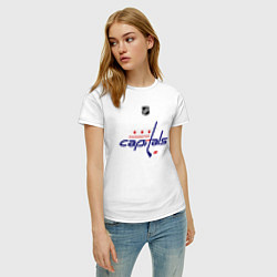 Футболка хлопковая женская Washington Capitals: Ovechkin 8, цвет: белый — фото 2