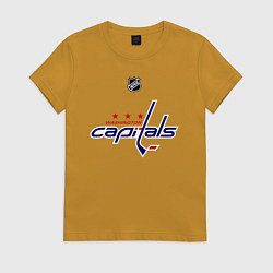 Футболка хлопковая женская Washington Capitals: Ovechkin 8, цвет: горчичный