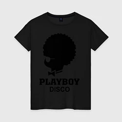Футболка хлопковая женская Playboy disco, цвет: черный