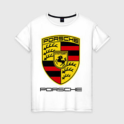 Футболка хлопковая женская Porsche Stuttgart, цвет: белый