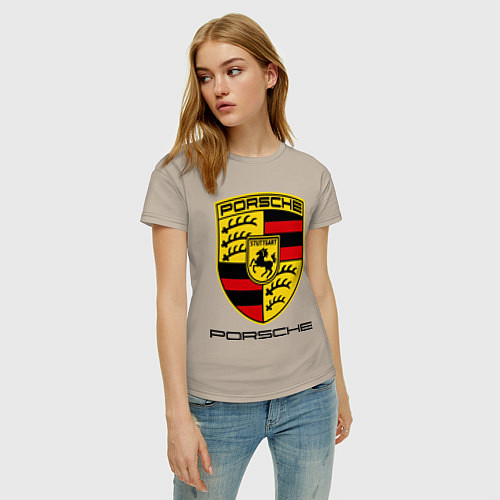 Женская футболка Porsche Stuttgart / Миндальный – фото 3