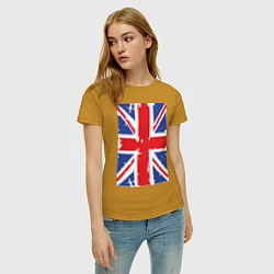 Футболка хлопковая женская Британский флаг, цвет: горчичный — фото 2