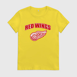 Футболка хлопковая женская Detroit Red Wings, цвет: желтый