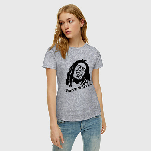 Женская футболка Bob Marley: Don't worry / Меланж – фото 3