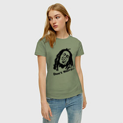 Футболка хлопковая женская Bob Marley: Don't worry, цвет: авокадо — фото 2
