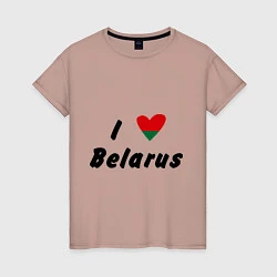 Футболка хлопковая женская I love Belarus, цвет: пыльно-розовый