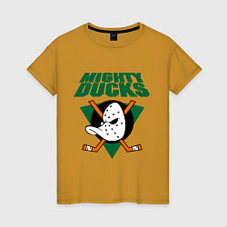 Футболка хлопковая женская Anaheim Mighty Ducks, цвет: горчичный