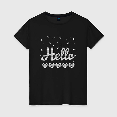 Женская футболка Hello. Hearts. Knitting / Черный – фото 1