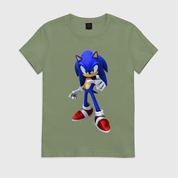 Футболка хлопковая женская ЁЖ Соник, цвет: авокадо