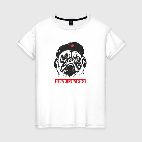 Женская футболка Obey the pug / Белый – фото 1