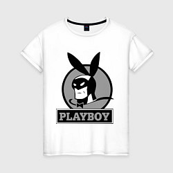 Футболка хлопковая женская Playboy (Человек-кролик), цвет: белый