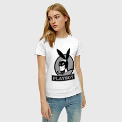 Футболка хлопковая женская Playboy (Человек-кролик), цвет: белый — фото 2