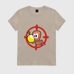 Женская футболка Worms червяк под прицелом