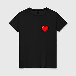 Футболка хлопковая женская Пиксельное сердце, цвет: черный