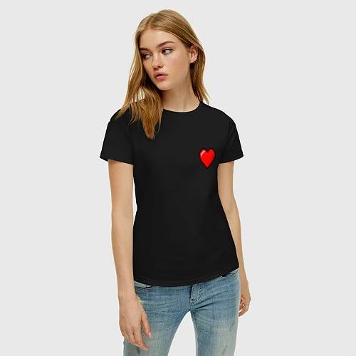 Женская футболка Пиксельное сердце / Черный – фото 3