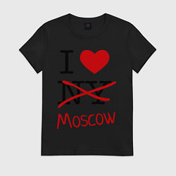 Футболка хлопковая женская I love Moscow, цвет: черный