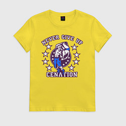 Футболка хлопковая женская WWE Never Give Up, цвет: желтый