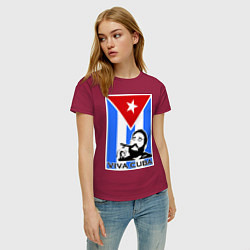 Футболка хлопковая женская Fidel: Viva, Cuba!, цвет: маджента — фото 2