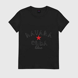 Футболка хлопковая женская Havana Cuba, цвет: черный