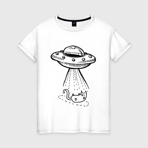 Женская футболка Ufo cat / Белый – фото 1