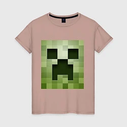 Футболка хлопковая женская Мinecraft creeper, цвет: пыльно-розовый