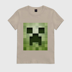 Футболка хлопковая женская Мinecraft creeper, цвет: миндальный