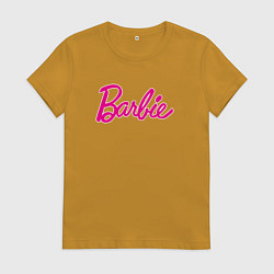 Футболка хлопковая женская Барби 3, цвет: горчичный