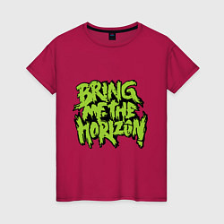 Футболка хлопковая женская Bring me the horizon, цвет: маджента