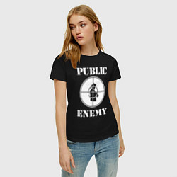 Футболка хлопковая женская Public Enemy, цвет: черный — фото 2