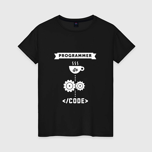 Женская футболка Принцип работы программиста / Черный – фото 1