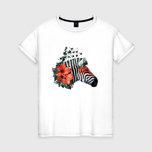 Женская футболка Цветочная зебра / Белый – фото 1