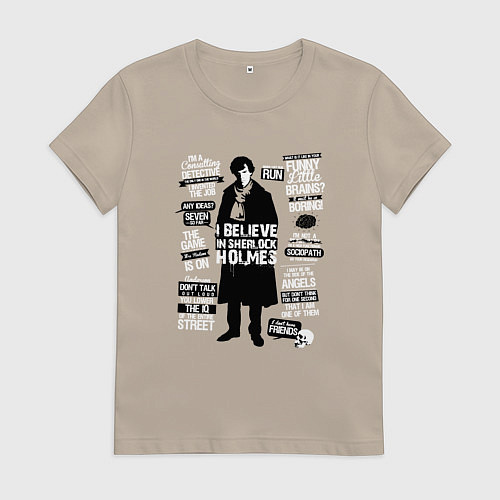 Женская футболка Я верю в Шерлока Холмса / Миндальный – фото 1