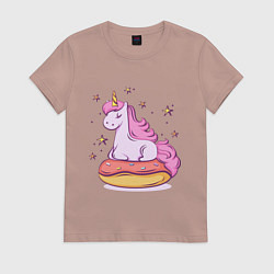 Женская футболка Единорог на пончике