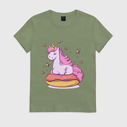 Женская футболка Единорог на пончике