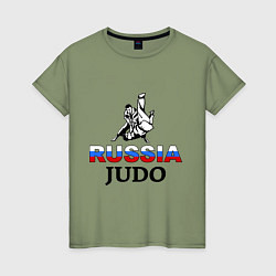Футболка хлопковая женская Russia judo, цвет: авокадо