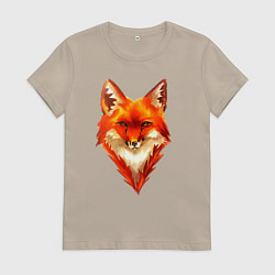 Футболка хлопковая женская Огенный лис, цвет: миндальный