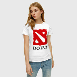 Футболка хлопковая женская Dota 2: Logo, цвет: белый — фото 2