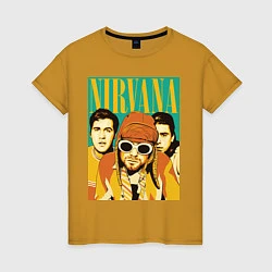 Футболка хлопковая женская Nirvana, цвет: горчичный