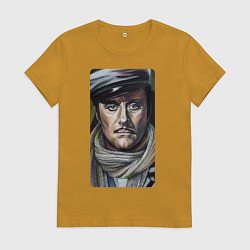 Футболка хлопковая женская Остап Бендер: портрет, цвет: горчичный