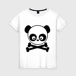 Футболка хлопковая женская Skull panda, цвет: белый