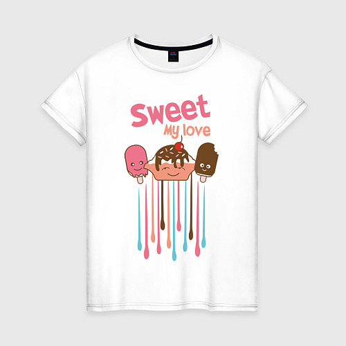 Женская футболка Sweet my love / Белый – фото 1