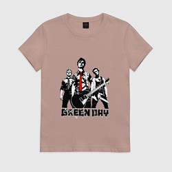 Футболка хлопковая женская Группа Green Day, цвет: пыльно-розовый