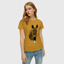 Футболка хлопковая женская Juventus Zebra, цвет: горчичный — фото 2