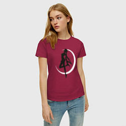 Футболка хлопковая женская Луна, цвет: маджента — фото 2