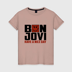 Футболка хлопковая женская Bon Jovi: Nice day, цвет: пыльно-розовый