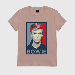 Футболка хлопковая женская Bowie Poster, цвет: пыльно-розовый